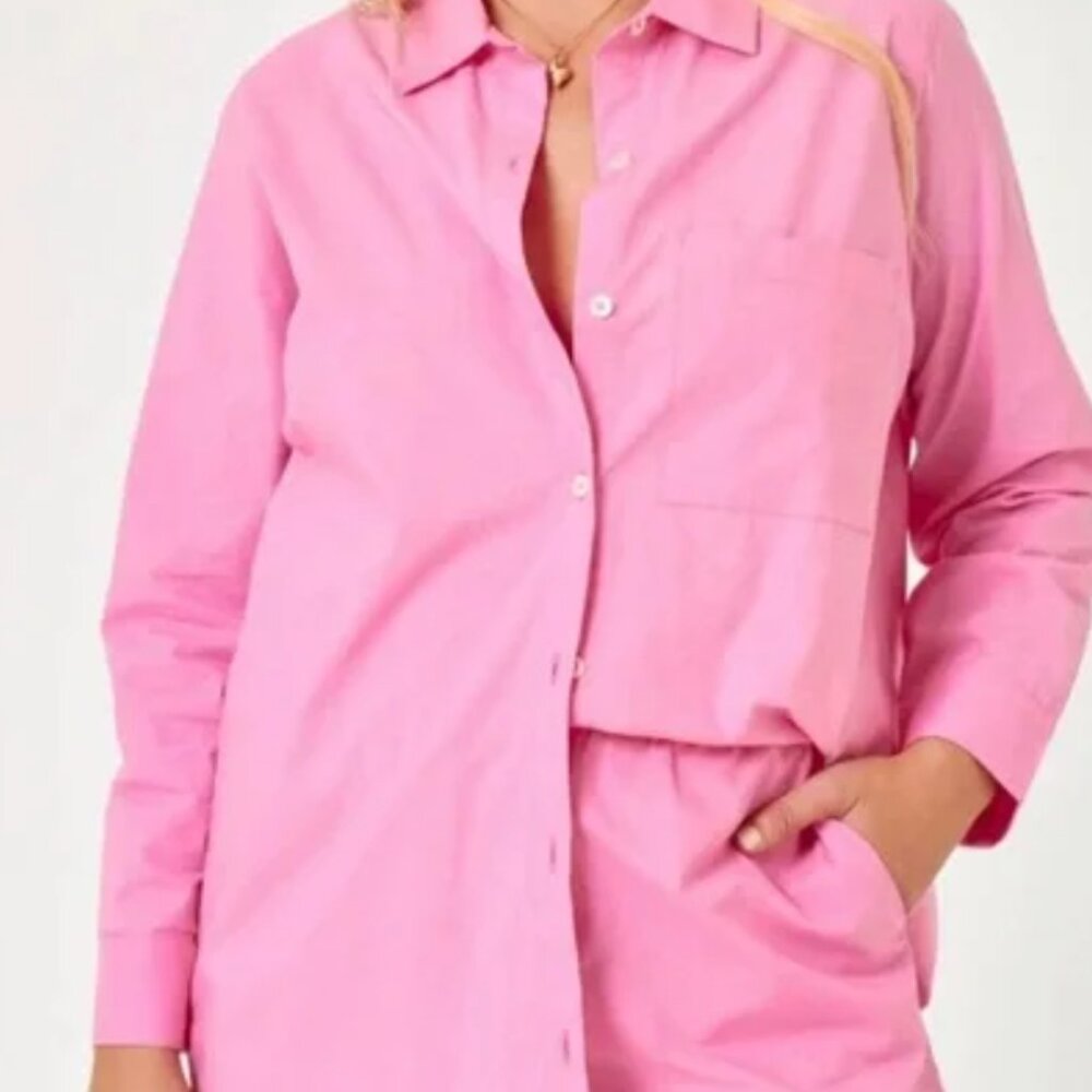 L*SPACE Pink Skipper Top - Button Down